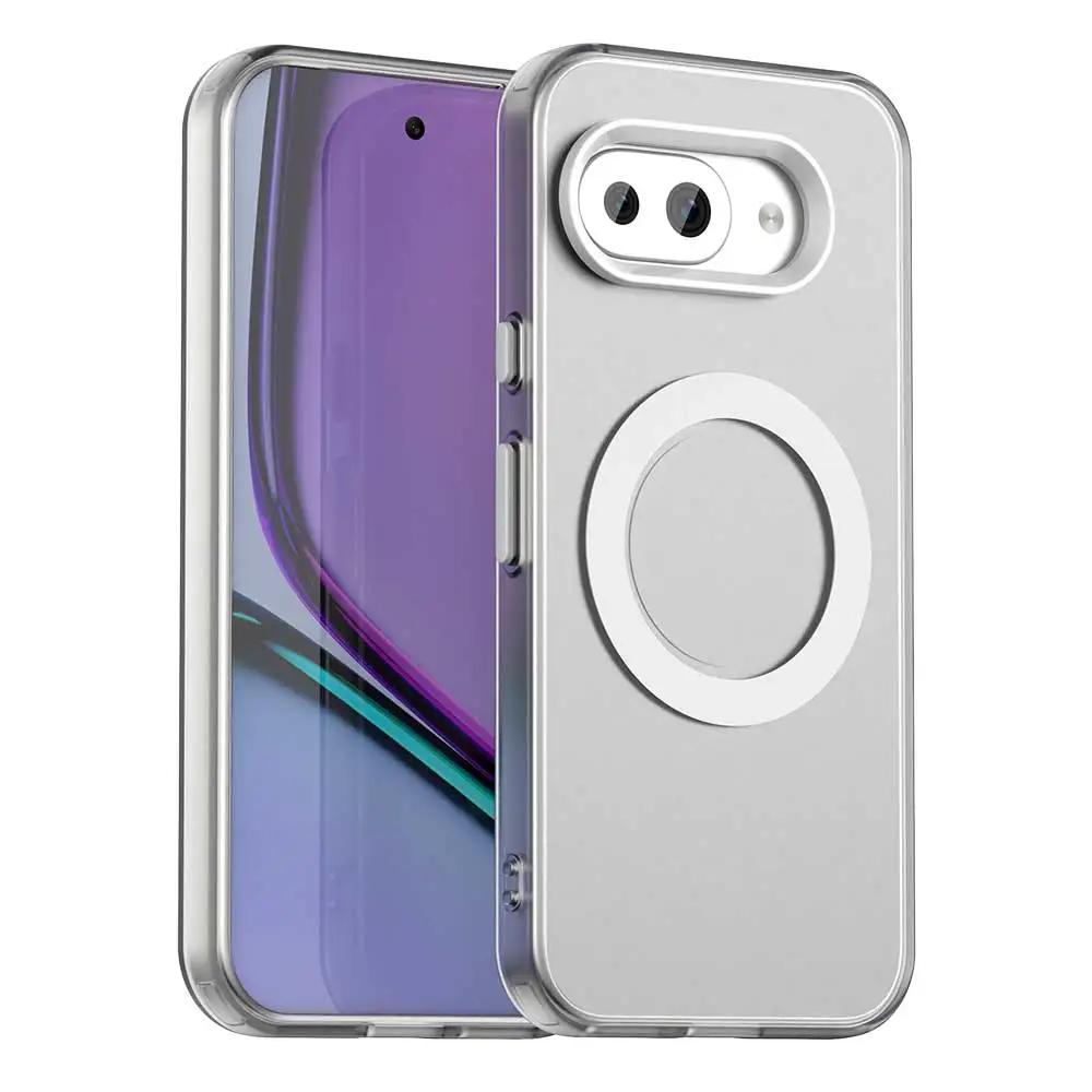 

9a Magnetic for Magsafe Matte Phone Case for Google Pixel 9A Pixel9 A 9Pro XL Candy Color Полупрозрачный PC + TPU Защитный противоударный бампер for pixel 9A белый