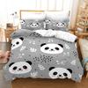 3D Panda Duvet Cover Set King Size Cute Panda Bamboo Bedding Set Black White Bear Polyester Quilt Cover for Boy Kid for Bedroom