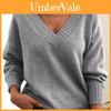 Cozy Womens Knit Sweater With Vneck And Solid Color For Casual Fall Wear