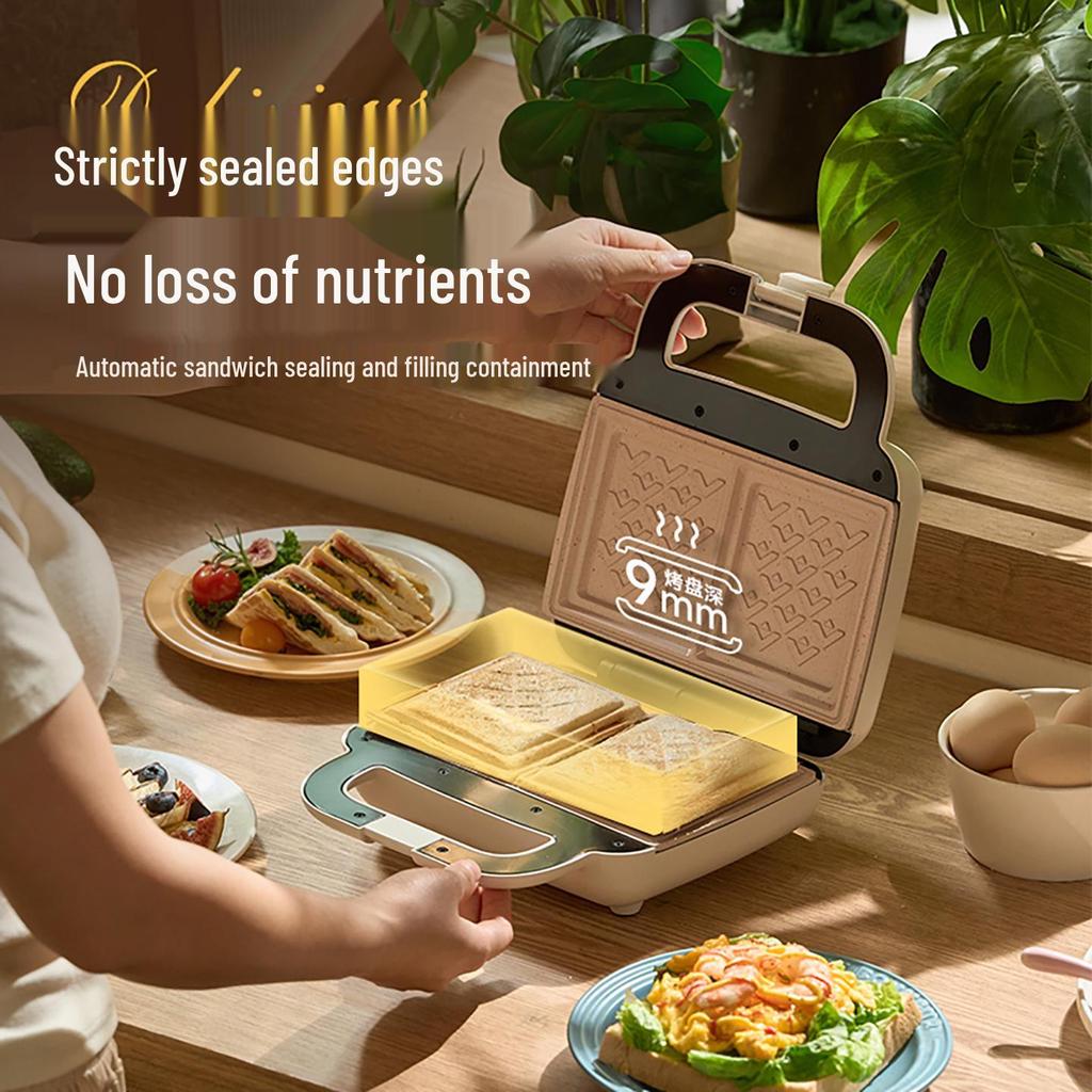 Dual-Disc Breakfast Sandwich Maker - Multifunctional Electric Griddle for Home.