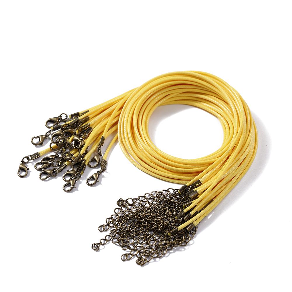 10Pcs 1.5/2mm Colorful Leather Braided Rope Bronze Lobster Clasp Tail Chain Connector for DIY Pendant Jewelry Making Supplies