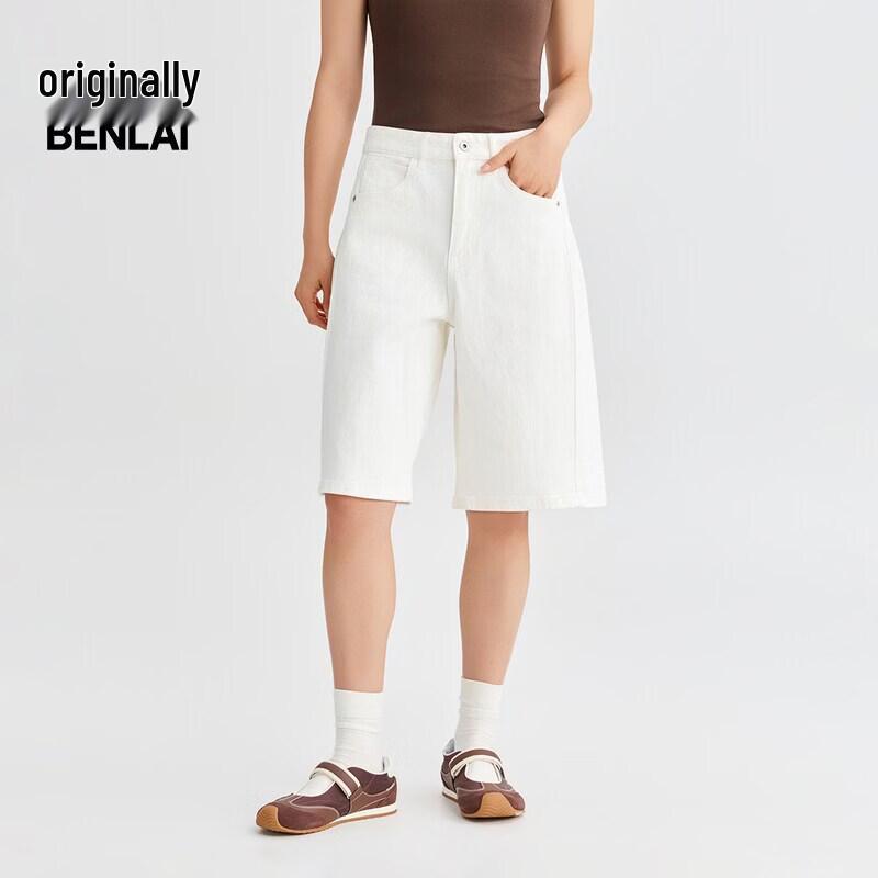 

BENLAI Women s Casual High-Waist Straight-Leg Denim Shorts 29