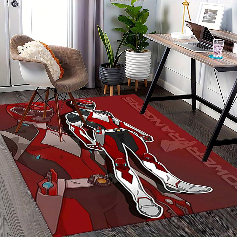 1pc Power Rangers Red Ranger Anime Cartoon Design Office Chair Mat Non-Slip Carpet for Home Decor, Living Room, Bedroom, Game Room - Suitable for All