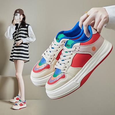 Ins Student Korean Version of Little White Shoes Women's Tide Spring New Breathable Thick-soled Muffin Board Shoes Casual 1221-1