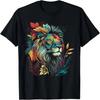 Colorful Lion Womens Graphic Summer Floral Animal Graphic T-Shirt