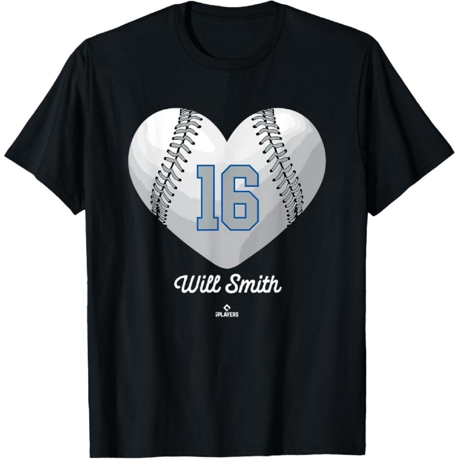

Baseball Heart Number Will Smith Los Angeles MLBPA T-Shirt XXXXXL чорний