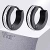 Vnox Persönlichkeit Zweifarbig Edelstahl Creolen, Schwarz Silber Farbe Edelstahl Kleine Huggies Ohrring Schmuck Geschenke
