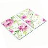Glass Kitchen Serving Boards with Pink Flower Graphics 2x30x52 Cm