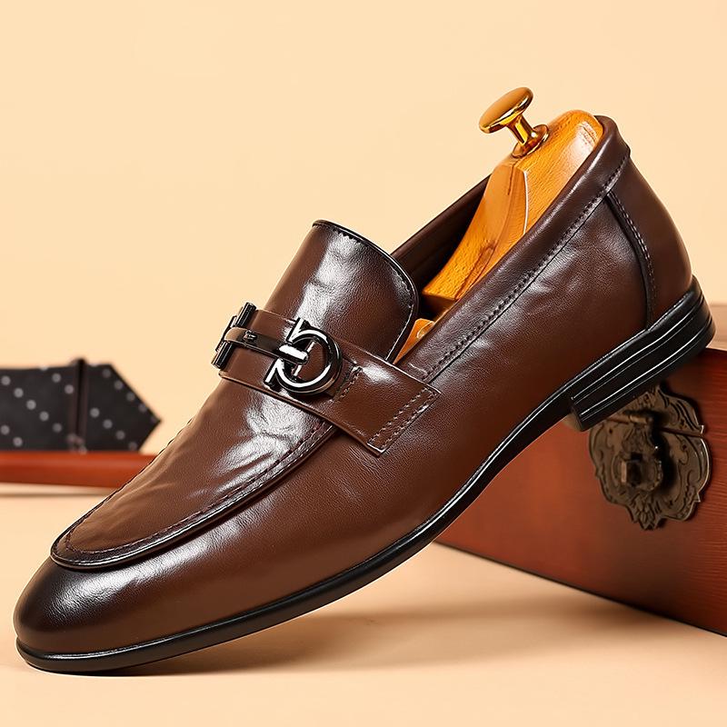 Korean Men's Leather Loafers: Comfortable, Breathable, Business Casual, British Fashion Formal Shoes.