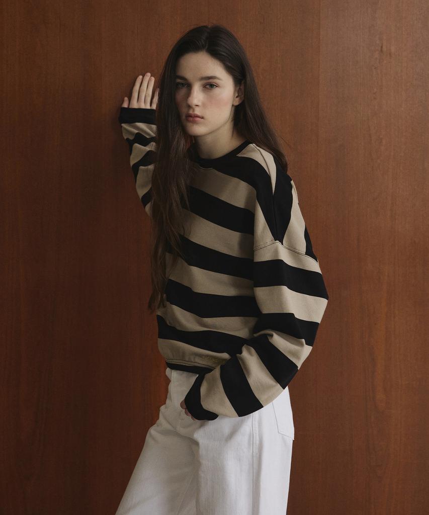 Seutyudioaenpaleukeu Big Striped T-Shirt_Beige