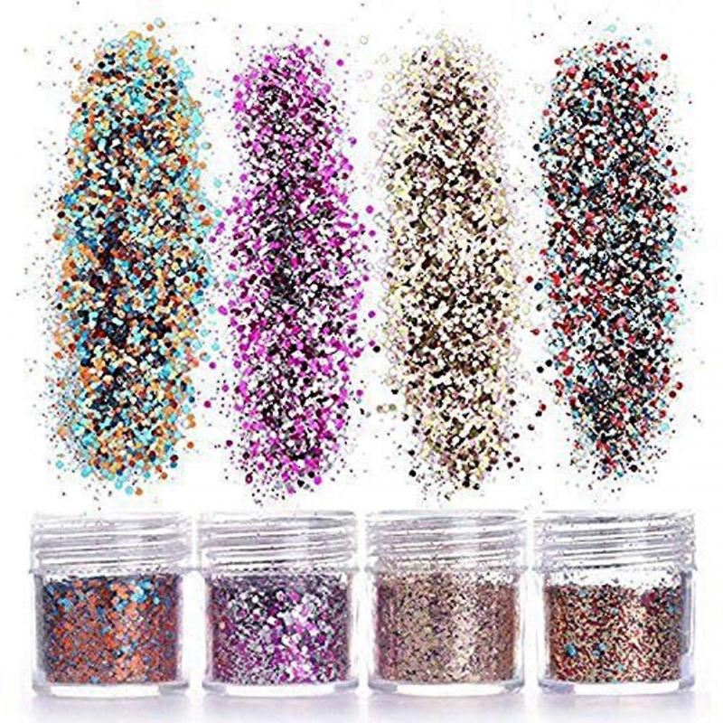 12 Dosen Glitzer für Gesicht Körper Glitzer, Glitzer Pailletten Grober Glitzer für Gesicht Nägel Augen Lippen Haare Körper Make-up Glitzer Paillette(10ml)