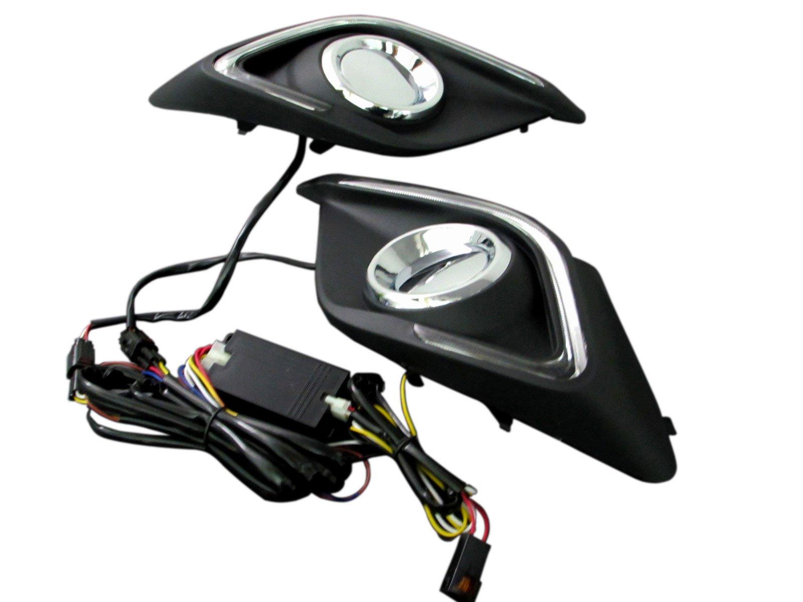 

BRIGHTZ Chrome Fog Light Covers with LED Daytime Running Lights for the Axela Hybrid BYEFP Replacement Type Fits FS and Axela Sport (Pre-facelift)