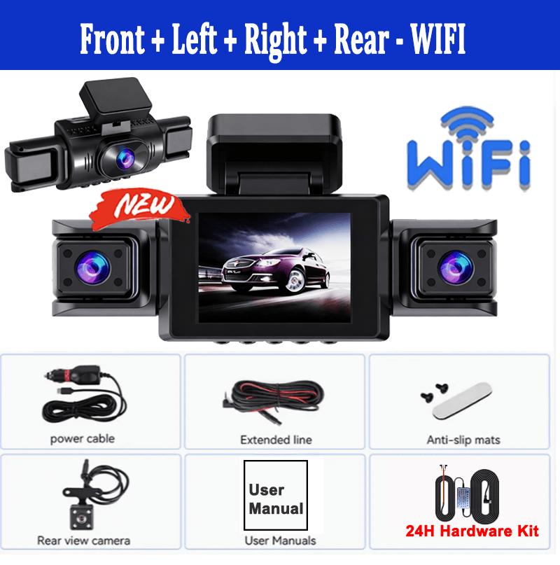 360°Car DashCam 4Channels WIFI Video Recorder 1080P Car DVR 3/4 lens Front inside optional WIFI Rear View Night Vision Black Box