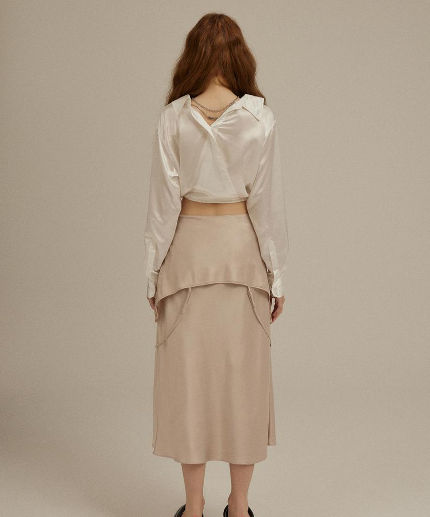 ULKIN [Runway] Pink Slip Midi Skirt