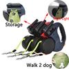 3M Dual Puppy Leash Automatic Small Dog Rope for 2 Dog Leash Multifunctional Strong Nylon Pet Rope with Night Light Bag Storage