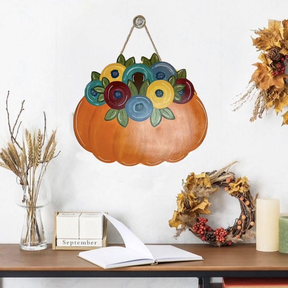 With Rope Wooden Pumpkin Door Plate Reusable Halloween Hanging Ornaments  Layout Decor