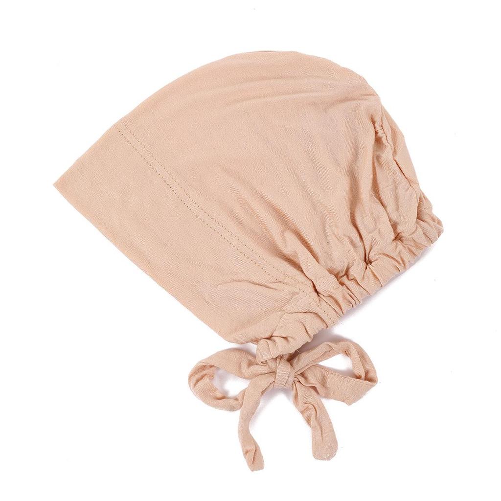 Pañuelo para la cabeza de algodón y seda elástico con cordones ajustable, gorro para quimioterapia