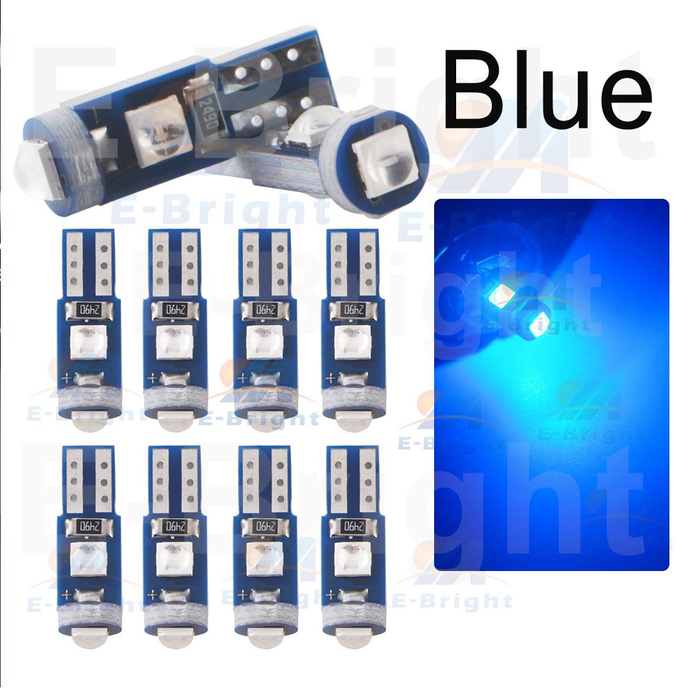 10PCS T5 W3W PCB 3030 3 Led Car Dashboard Bulbs Warming Instrument Lights Indicator 12V DC White Ice Blue Red Green Amber Pink Dome Lights 6