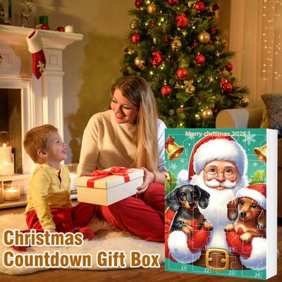 Yousheng Christmas Dachshund Advent Calendar 2025 Xmas Countdown Calendar 2D Cartoon Dachshund Hanging Decorations Happy New Year Gift for Kids