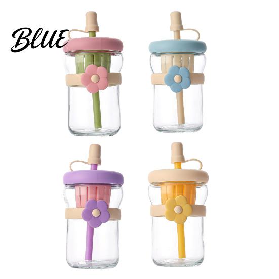 Travel Friendly Tea Infuser Bottle Glass Straw Cup with Detachable Filter Macaron Color Flower Compartment Decor Portable Heat Resistant