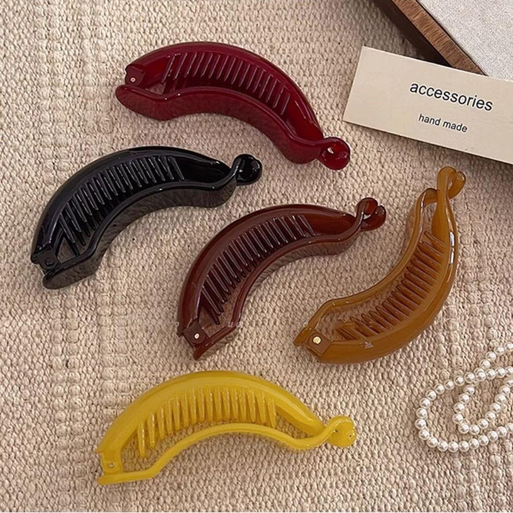 Ponytail Holder Plastic Banana Clip Hairpin Korean Hair Clip Elegant Vertical Clip  Girls
