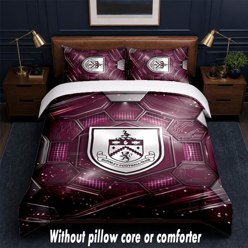 Burnley Football Design Bed Bedding Set 1 Duvet Cover + 2 Pillowcases Soft Breathable Household Bed Linens