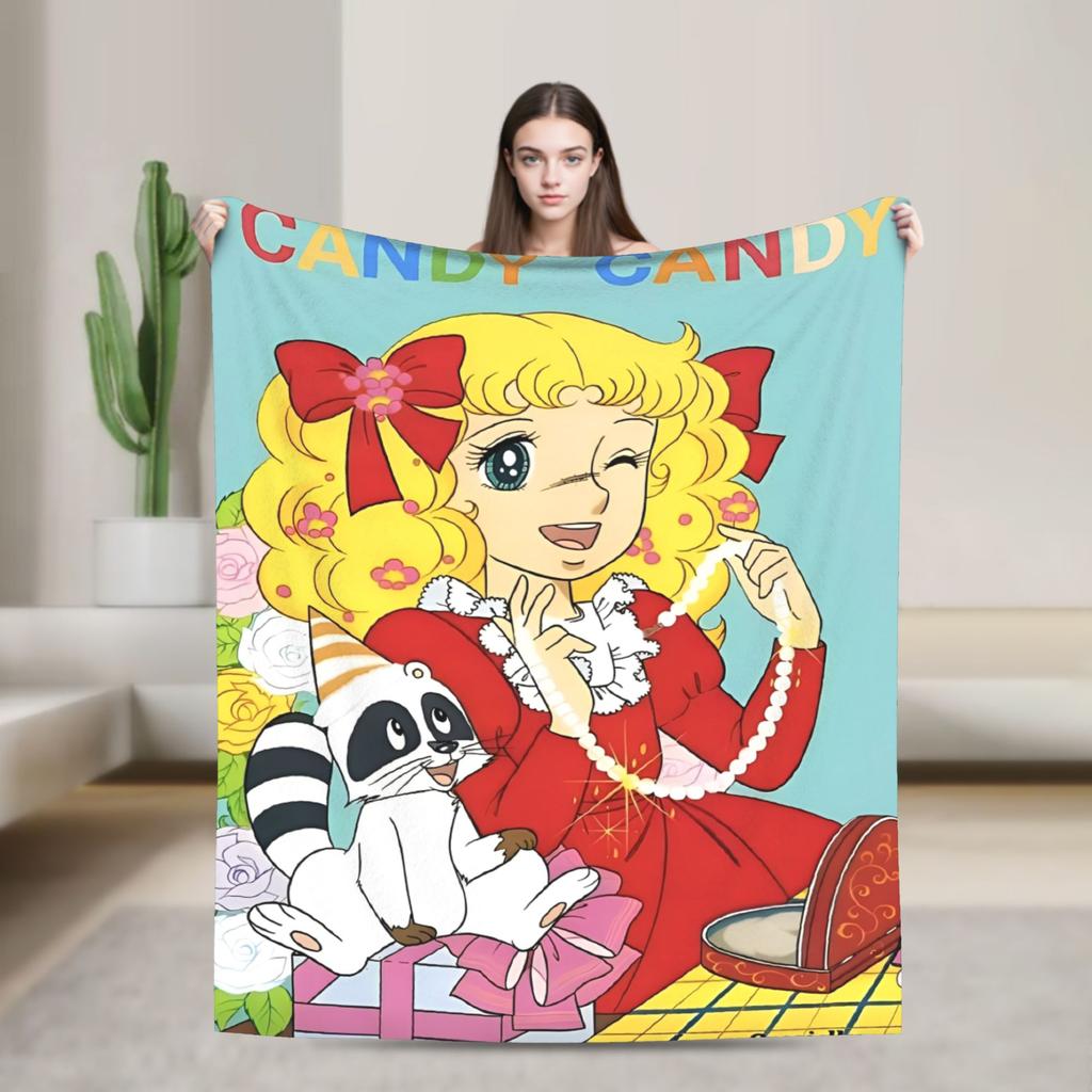 Candy Candy And Terry Anime Blanket  Warm Soft Funny Plush Bedding Throws For Couch Bed Travel Flannel Bedspread Bed Cover