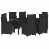 Outdoor Table Set 7 Pcs Black 150 X 90 X 75 Cm Poly Rattan