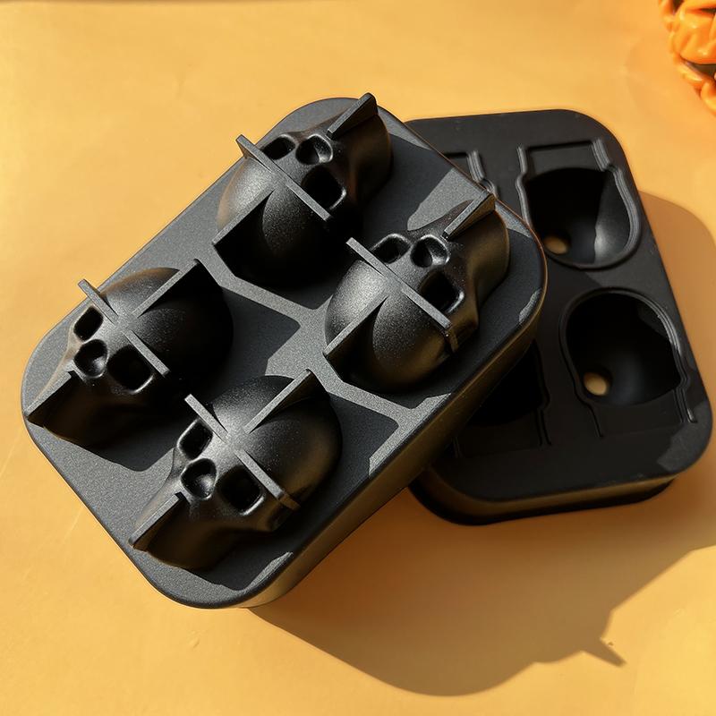 4 mřížky 3D forma na ledové kostky s hlavou lebky Halloween ve tvaru lebky na whisky Víno Výrobník podnosů na ledové kostky Forma na čokoládu Bar Party potřeby