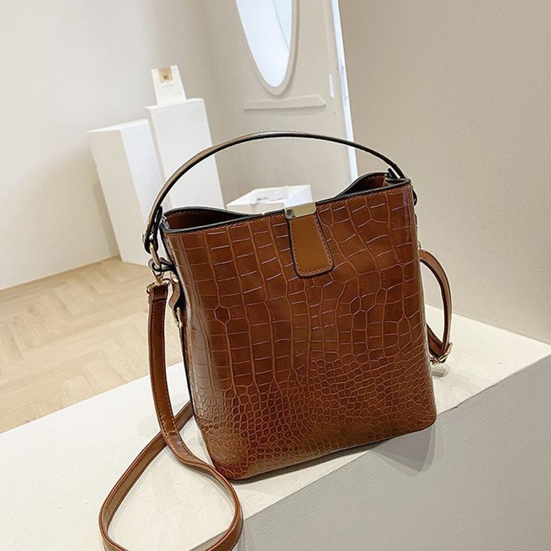 Borsa a mano vintage in pelle di alligatore Borsa a spalla Borsa a tracolla Moda Borsa a secchiello da donna Borsa tote da donna di grande capacità