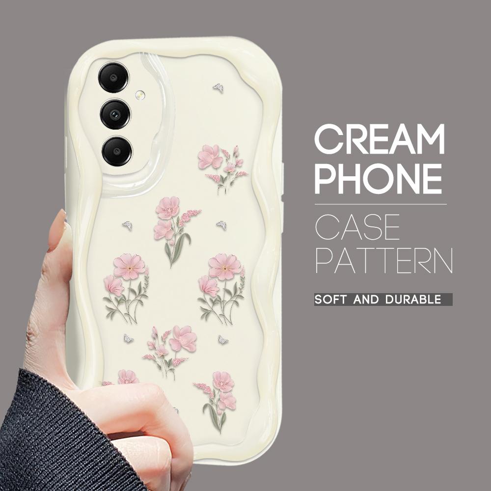 Cute Cartoon Pattern Cream Texture Casing Wavy Edge Soft Silicone Cover Phone Case for Samsung