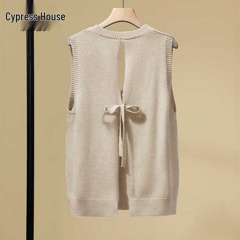 Sibaishe Damen V-Ausschnitt Strickweste mit Schleife