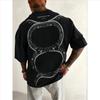 Men's Double Sided Printed T-Shirt,  American Style Vintage Street Casual Top, Suitable For City And Nightlife