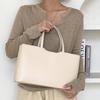 Solid Color Minimalist Handbag Women's Large Capacity Casual Commuter Bag Retro French Elegant Shoulder Bag Magnetic Design