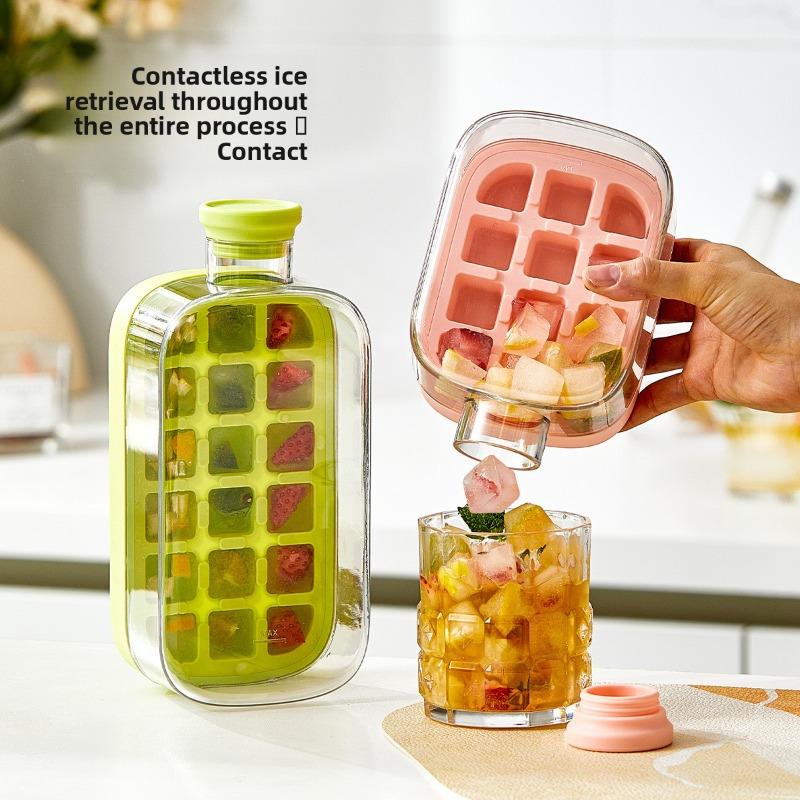 Cool Ice Cube Travel Cup Portable Straw Water Cup, Summer Homemade Water Filling Press Ice Cube Mold
