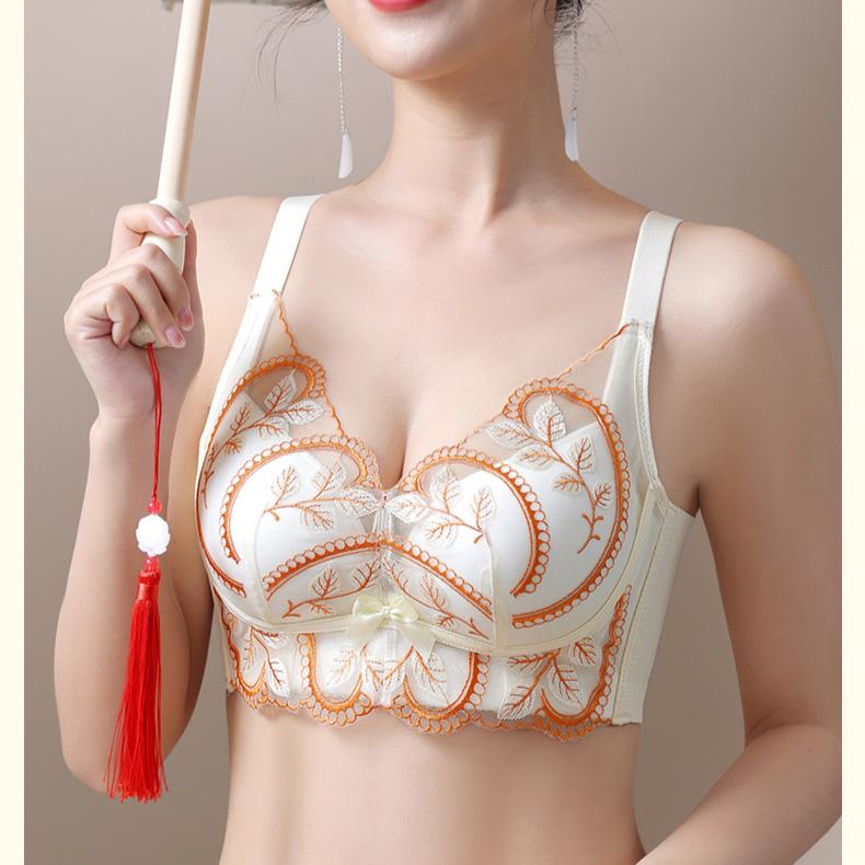 Embroidered Women's Underwear Gathering Bra Anti Sagging Bra Sexy Lace Plus Size Bra