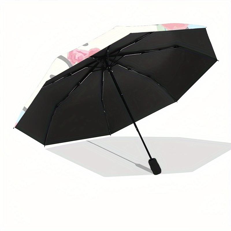 1pc Sanrio Cinnamoroll Rose Design Automatic Opening and Closing Folding - A Good Choice for Gifts, Fashionable and Convenient Umbrella With Cute Cart