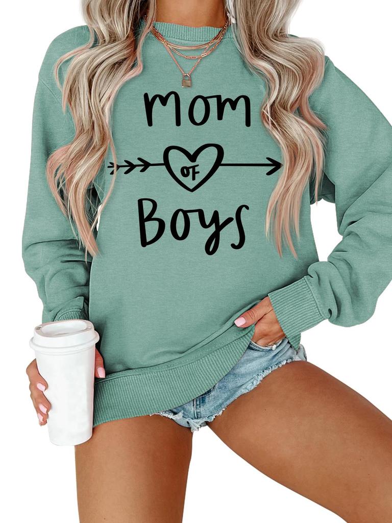 MOM OF Boys Women's Long Sleeve Graphic Sweatshirt