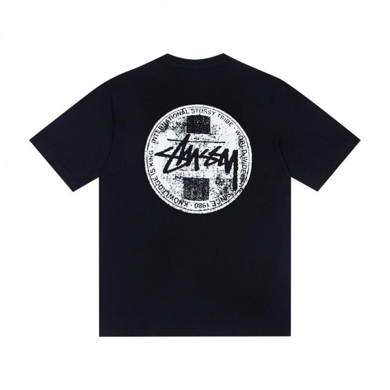 Stussy Short Sleeve T-Shirt Teens Loose Fit 270g Cotton Round Neck Casual Wear