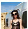Lace Embroidered Sexy Nightgown Set: Tulle See-through Camisole with Slit