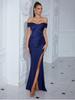 Elegant Off-Shoulder Slim Fit Evening Dress In Solid Color – Sexy Long Women's Dress