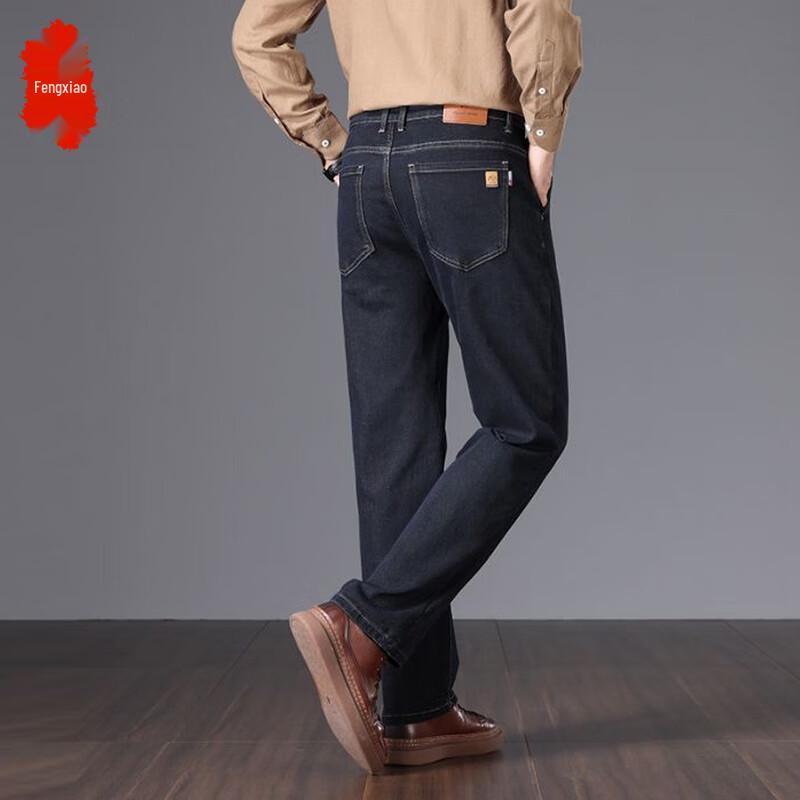 

Fengxiao Мужские 2025 Новые Осенне-Зимние Утепленные Прямые Свободные Повседневные Джинсы 36