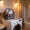 Quilted Laundry Basket with Easy Carry Handles Fabric Storage Basket Quilted Storage Basket for Home Picnic Shopping Travel