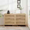130 Cm Curved Rattan Corner Furniture, 6-drawer Rattan Storage Furniture, Natural Color