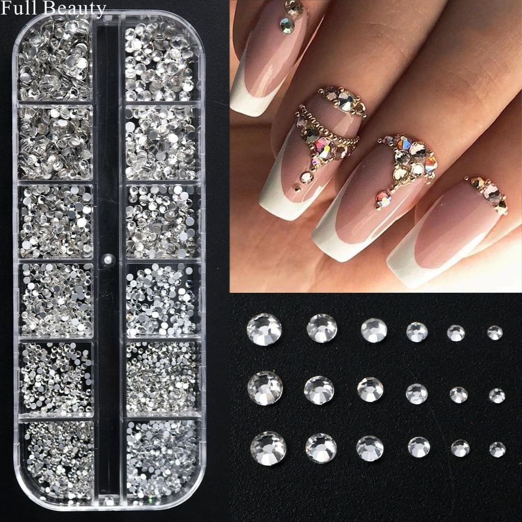 New manicure 12-grid jewelry size mixed flat-bottomed diamond round silver diamond jewelry