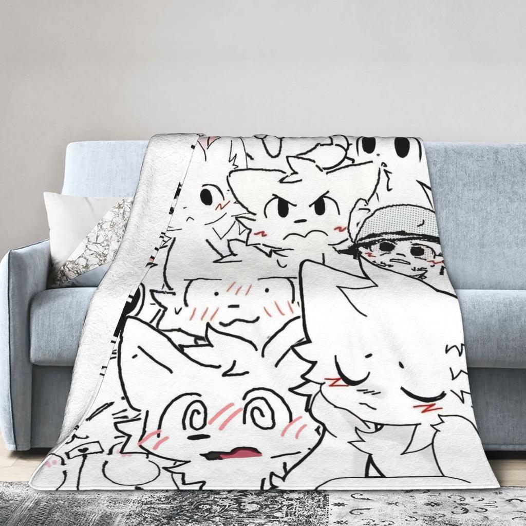 Boykisser Silly Cat Cartoon Blanket Fleece Spring Autumn Multi-function Ultra-Soft Throw Blanket for Bed Travel Rug Piece