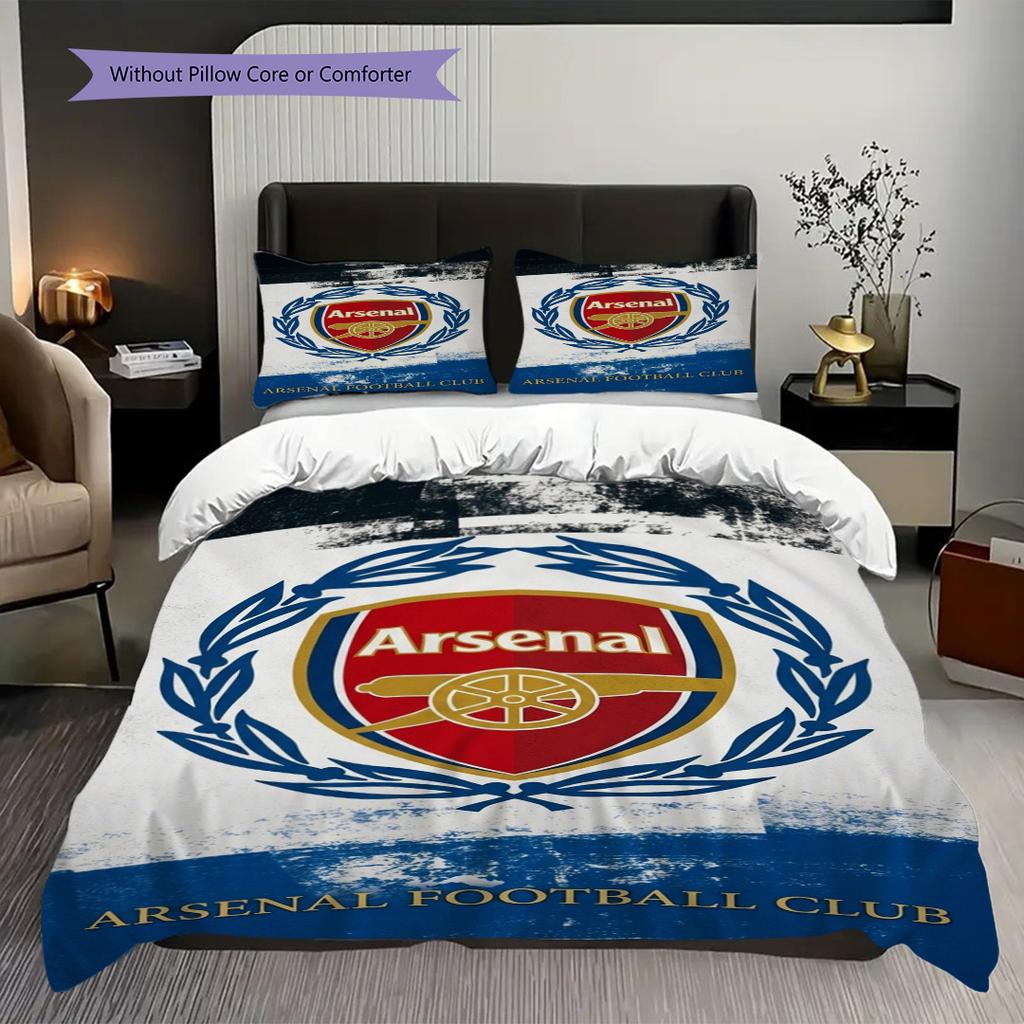 "Arsenal F.C. Gunners Emblem" Three-piece Set (1 * Duvet Cover + 2 * Pillowcase, Without Core) 2DFlat Duvet Cover and Pillowcase Soft and Comfortable