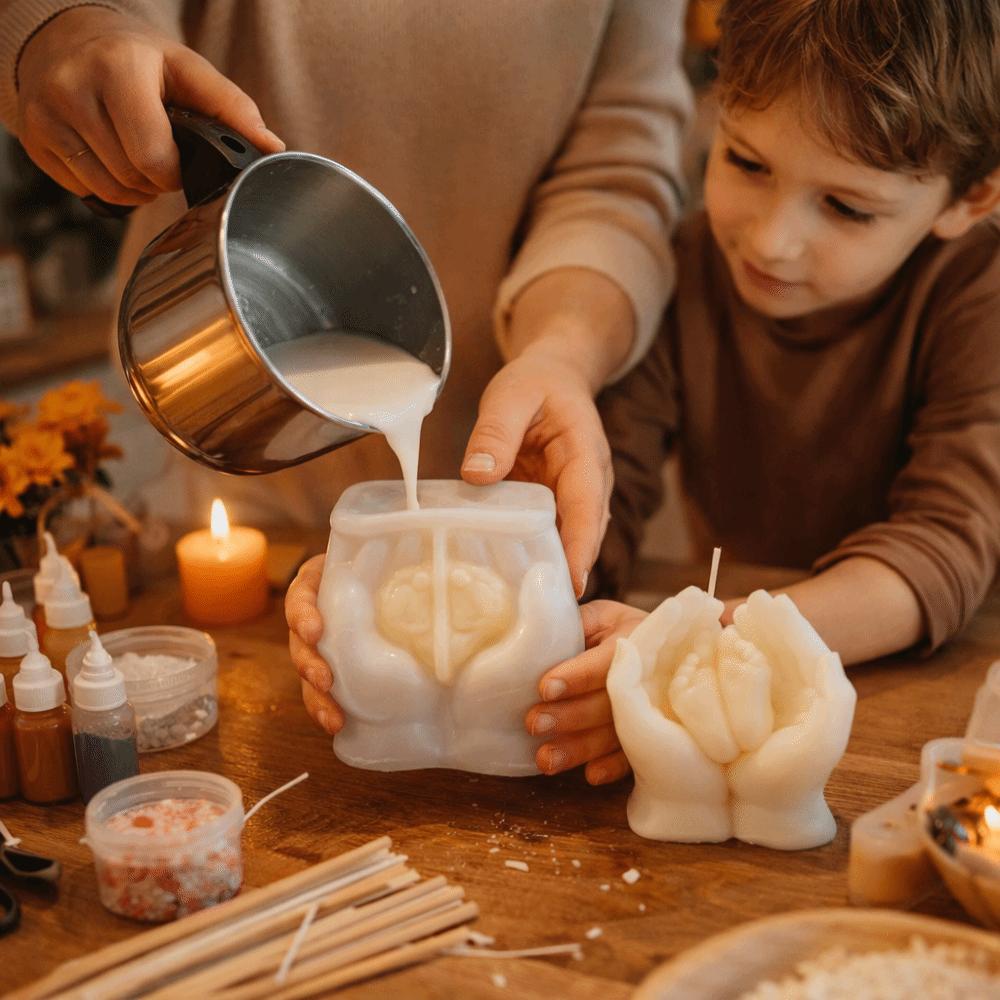 DIY Craft Hand Holding Feet Mold Decorative Soap Mould Silicone Candle Mold  Aromatherapy Use
