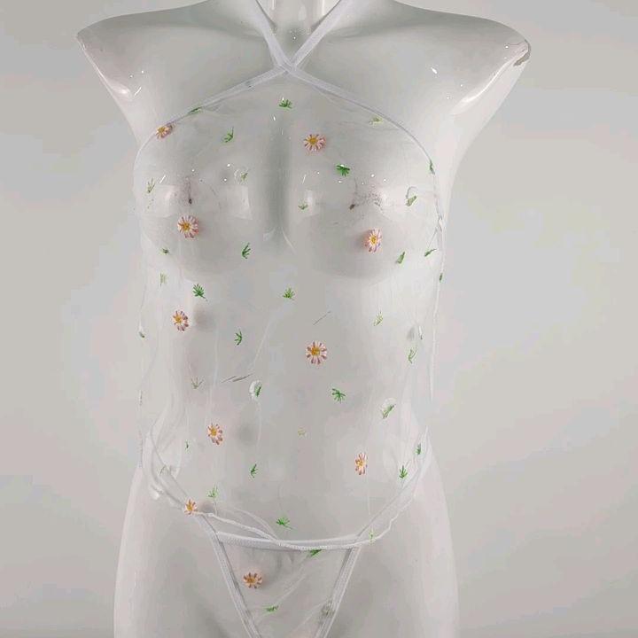 European & American September Sexy Mesh Print Backless Playwear