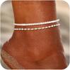 Braccialetti Cavigliera in Argento Sterling 925 per Donna Impermeabili Sottili Stratificati Catene Caviglia Cavo Intrecciato Perline Set di Cavigliere da Spiaggia
